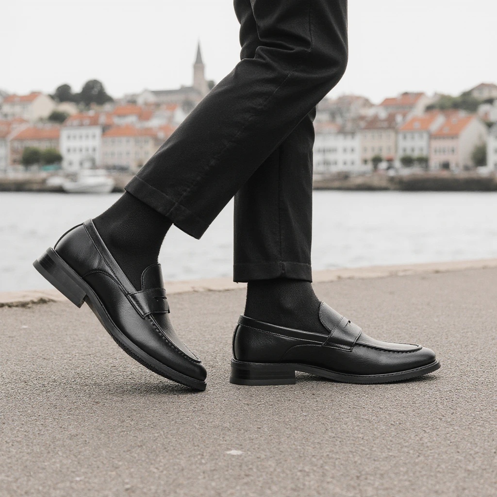 Men'S Formal Attire - Men's Black Penny Loafers Classic Business