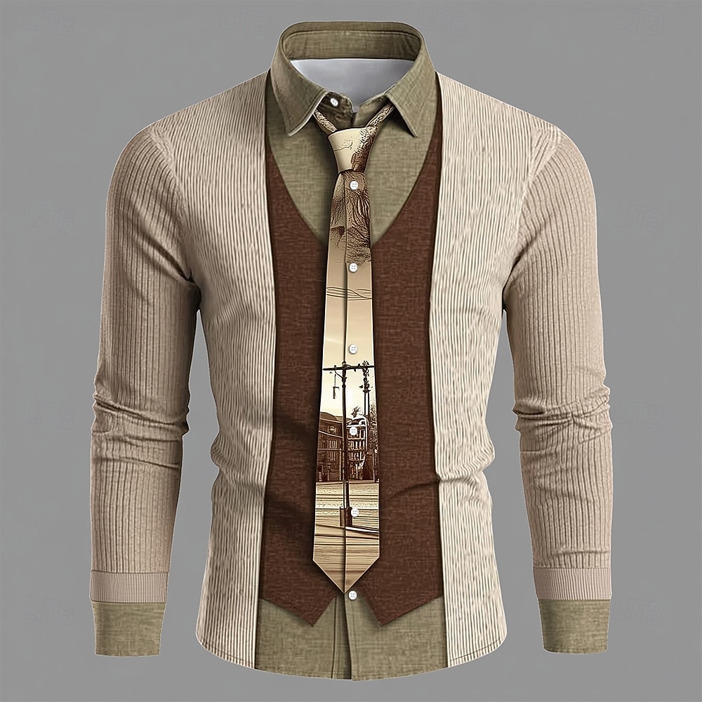 Men's 3D fake coat print long  - огляд і ціна Unique Men'S Formal Wear