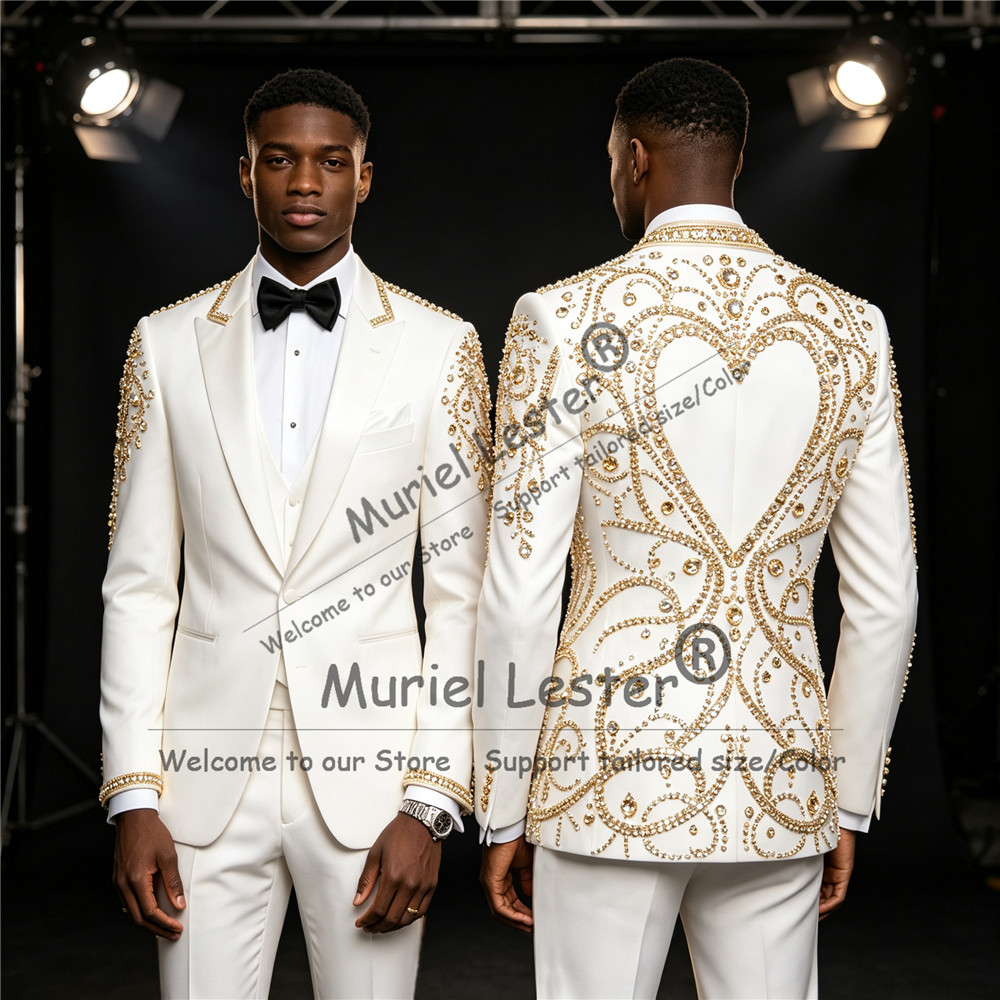 3 Piece Sets Gold Diamond Bead - огляд і ціна Unique Men'S Formal Wear