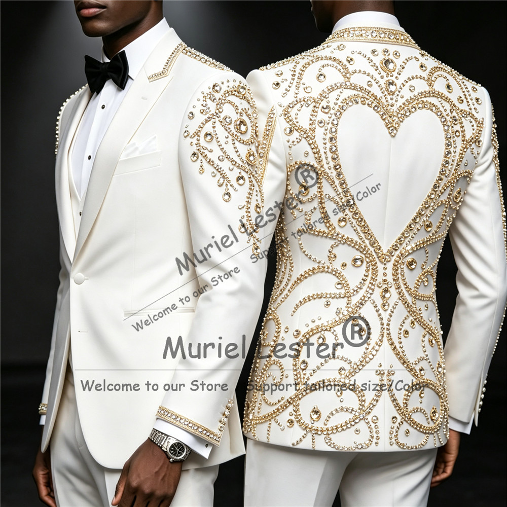 3 Piece Sets Gold Diamond Bead - огляд і ціна Unique Men'S Formal Wear